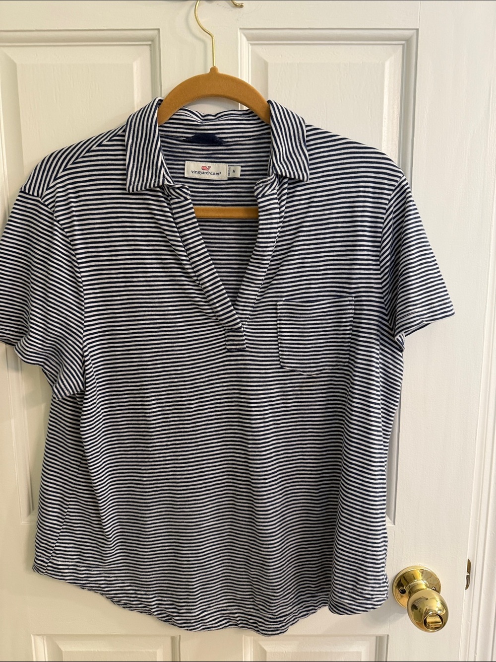 Vineyard Vines Navy & White Thin-Stripe Polo